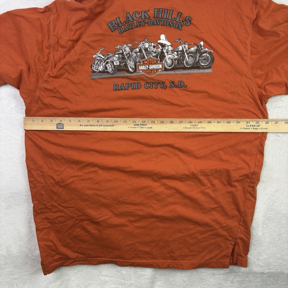Harley Davidson Black Hills Orange Short Sleeve Graphic Collared Polo Shirt 3XL - Picture 6 of 7